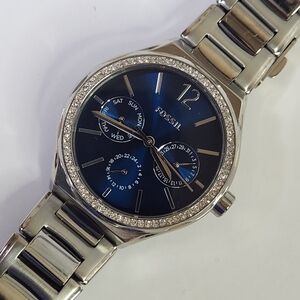 Fossil Eevie Multifuntion Watch Blue Dial Silver Bracelet Watch